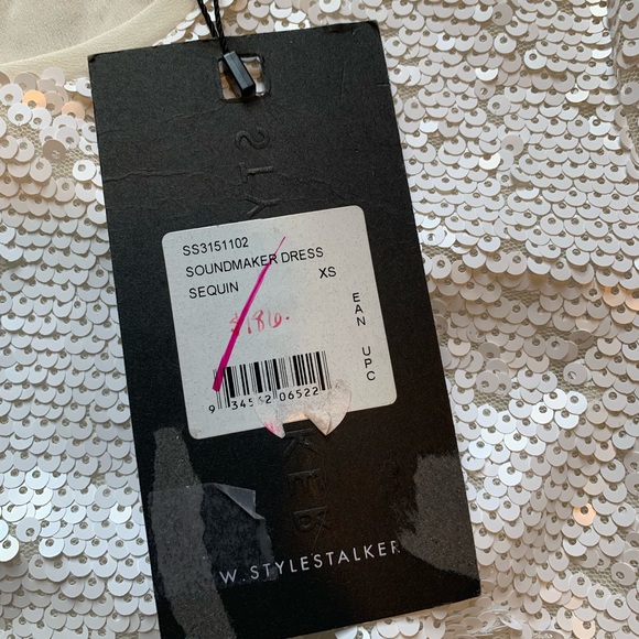 NWT Stylestalker White Sequin Asymmetrical Short Sleeved Mini Dress XS - Picture 4 of 10